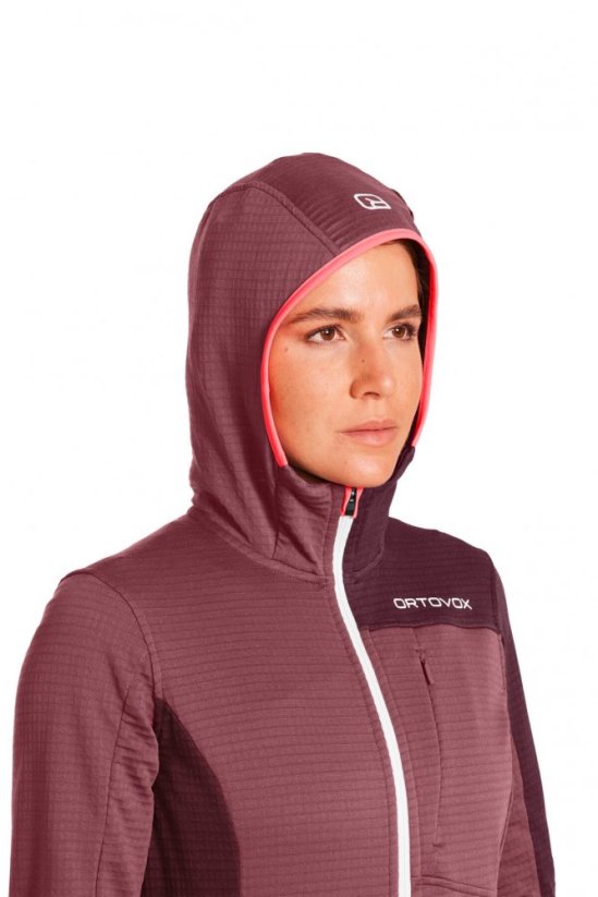 Fleece Light Grid Hooded Jacket Women's - červená - Mountain Rose