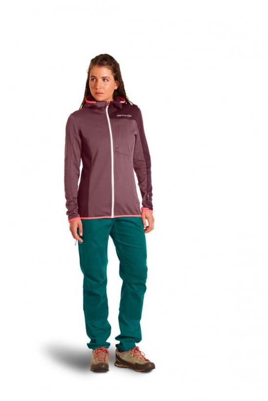 Fleece Light Grid Hooded Jacket Women's - červená - Mountain Rose