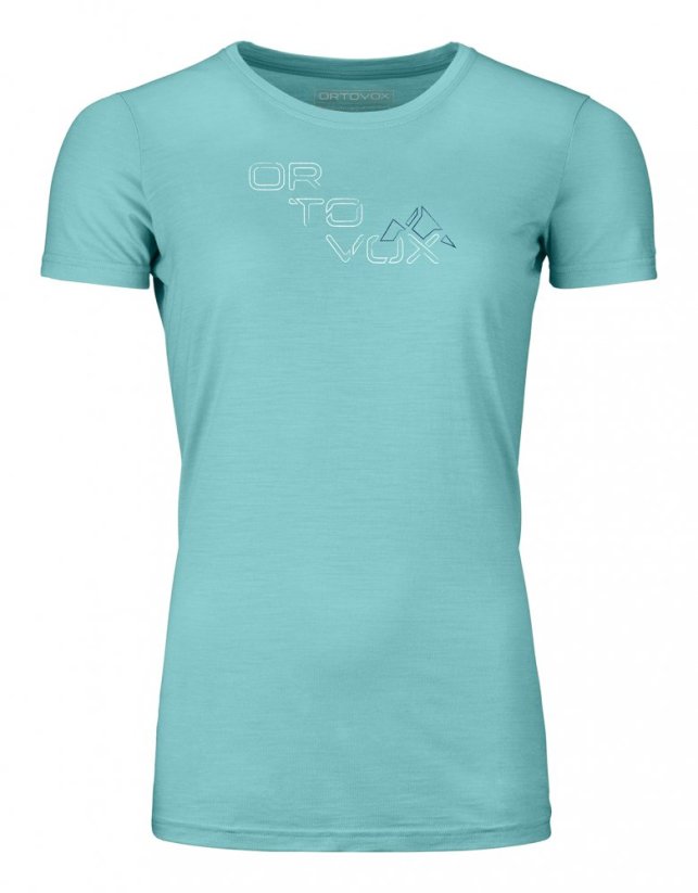 185 Merino Tangram Logo T-shirt Women's - modrá - Ice Waterfall