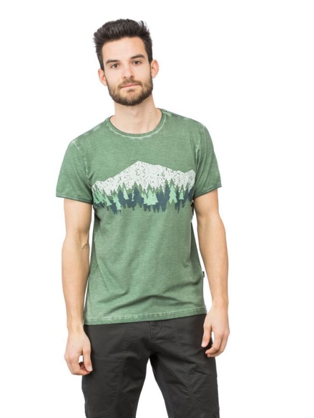 Chillaz WOODS AND MOUNTAINS GREEN WASHED pánské tričko zelené