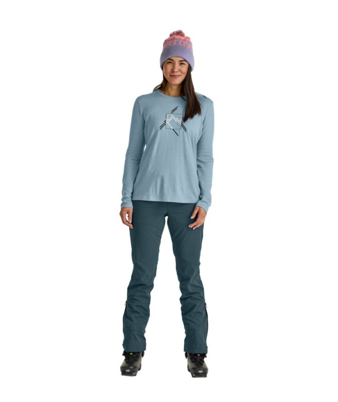 185 Merino Mtn Cutout Ls Women's - šedá - Glacier Grey