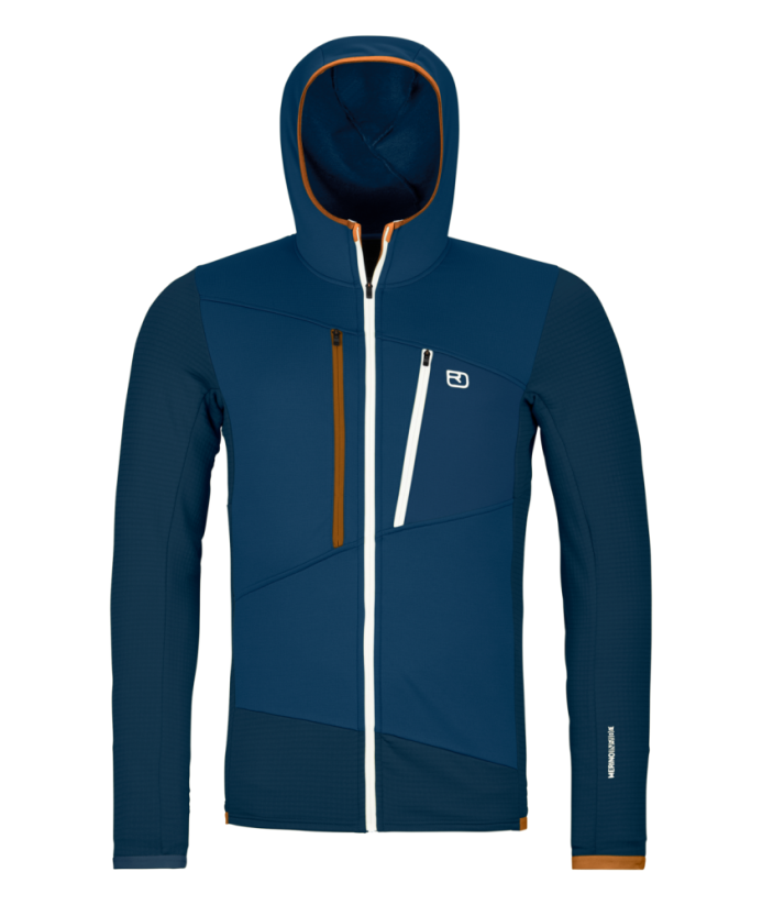 Fleece Grid Hoody Men's - modrá - Deep Ocean