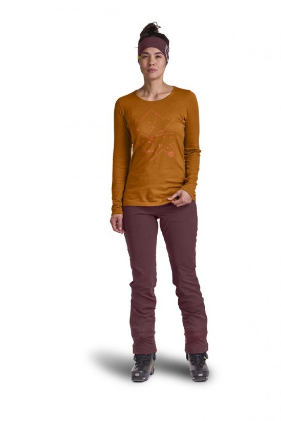 185 Merino Tangram Long Sleeve Women's - červená - Mountain Rose