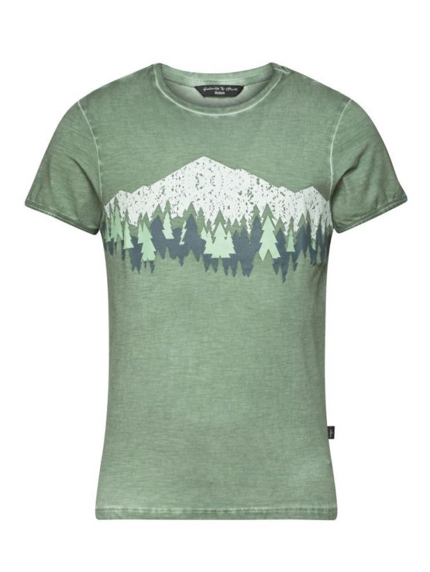 Chillaz WOODS AND MOUNTAINS GREEN WASHED pánské tričko zelené