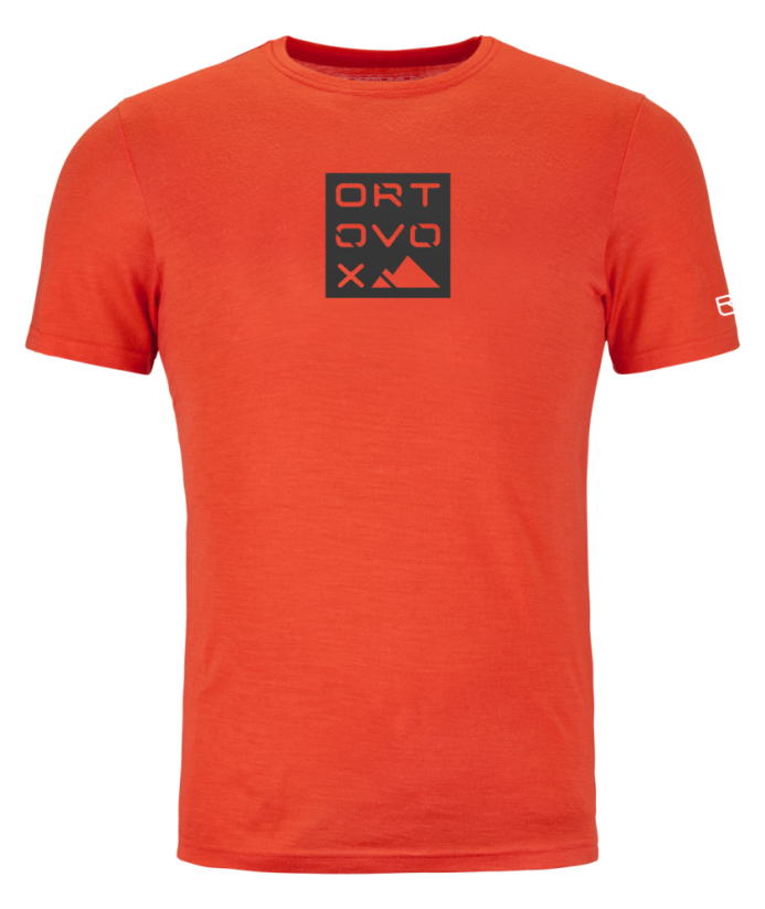 185 Merino Square T-shirt Men's - oranžová - Hot Orange