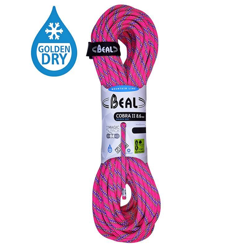 BEAL Cobra Unicore 8,6mm - golden dry - růžové a zelené - HALF ROPE - 2x 50m