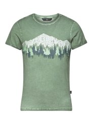 Chillaz WOODS AND MOUNTAINS GREEN WASHED pánské tričko zelené