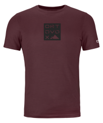 185 Merino Square T-shirt Men's - červená - Winetasting