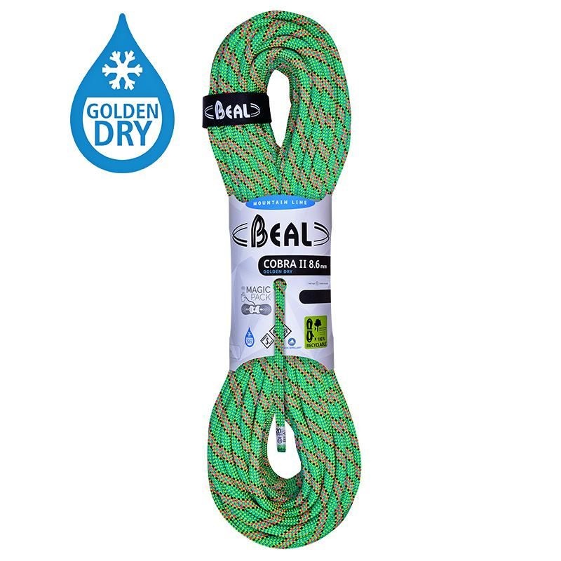 BEAL Cobra Unicore 8,6mm - golden dry - růžové a zelené - HALF ROPE - 2x 50m