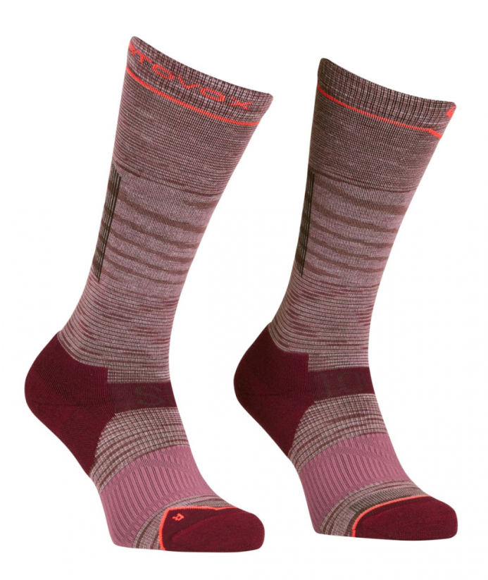 Ski Tour Light Compression Long Socks Women's - červená - Mountain Rose Blend