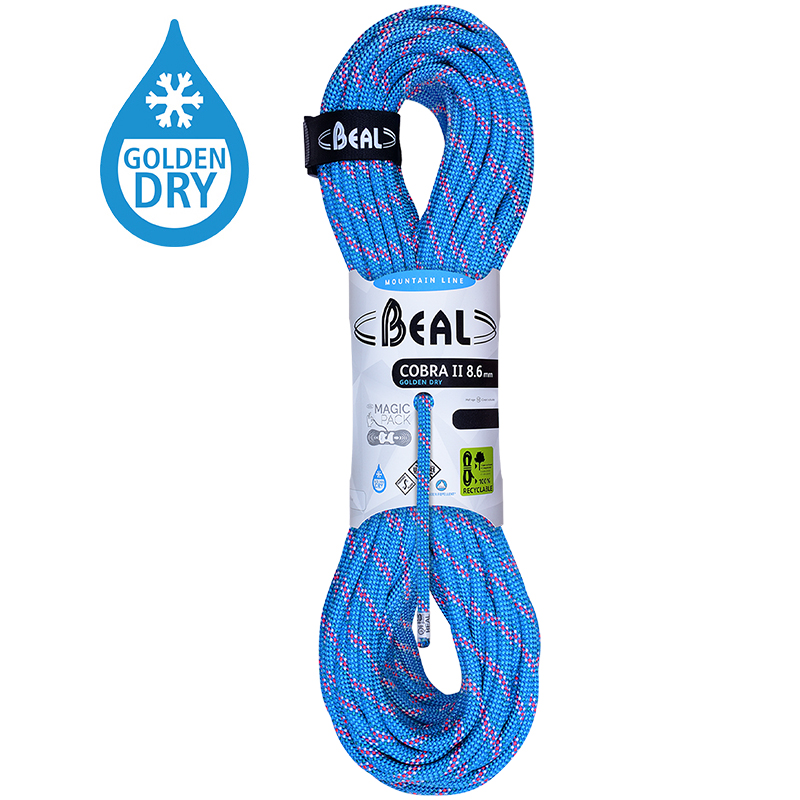 Cobra Unicore 8,6 mm Golden Dry - modrá a růžová - HALF ROPE - Barva: blue / fuchsia, Délka: 2 × 60 m, Treatment: golden dry, Varianta: 8,6 mm