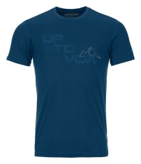 185 Merino Tangram Logo T-shirt Men's - modrá - Petrol Blue