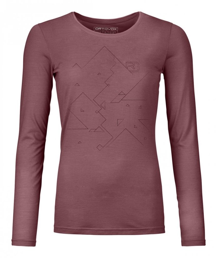 185 Merino Tangram Long Sleeve Women's - červená - Mountain Rose