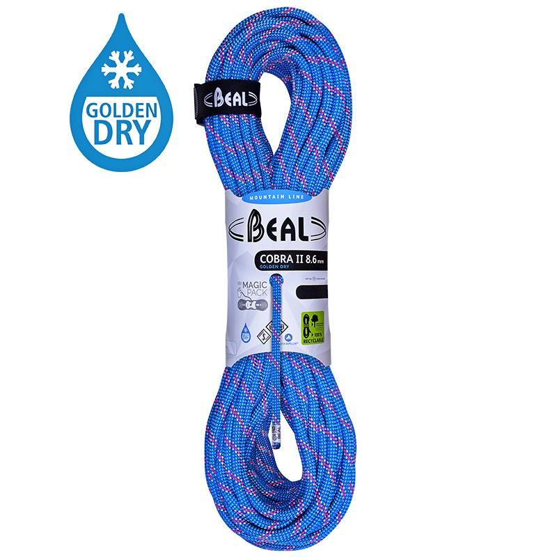 BEAL Cobra Unicore 8,6mm - golden dry - HALF ROPE - modré a zelené - 2x 60m