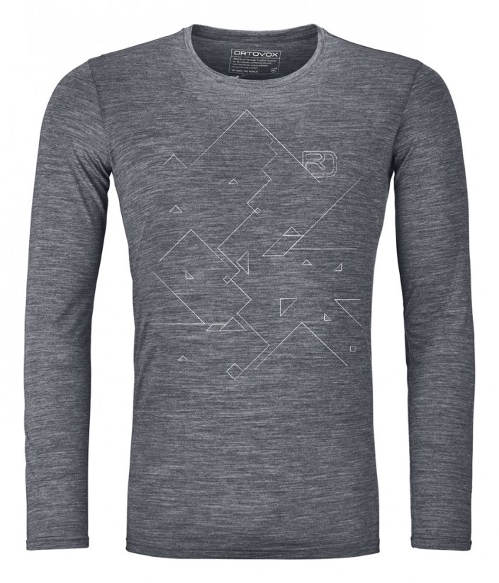 185 Merino Tangram Long Sleeve Men's - šedá - Grey Blend