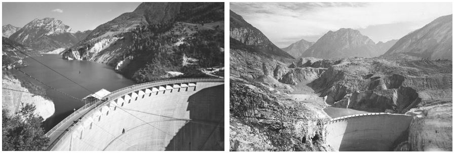 Sesuv půdy na přehradě Vajont - jihovýchodní Dolomity